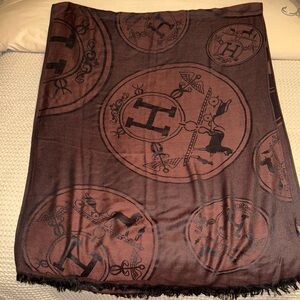 Deep Brown & Black Oversized Scarf
